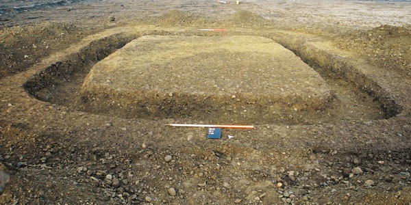 Post excavation shot of square barrow