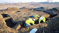 Working shot, excavation of square barrow