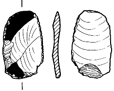 Figure 1. Flint end and edge scraper knapped from a polished stone axe